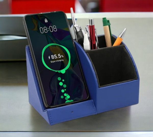 Настольный органайзер Prestige c беспроводной зарядкой / Подставка многофункциональная для письменных приборов с беспроводной зарядкой